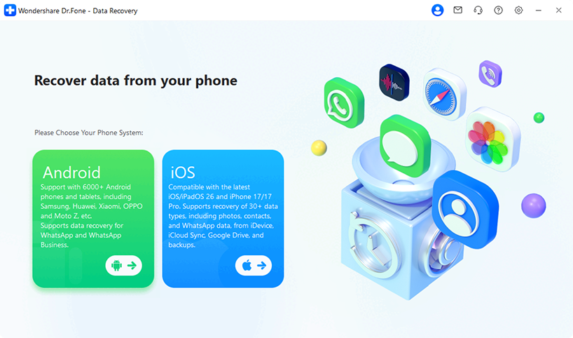 Launch Dr.Fone and connect your device